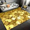 Kobercový koberec do obývacího pokoje 3D Zlatá mince Téma bohatství Koberec Protiskluzový Měkký Snadno se čistí Odolný Trendy Zábavný Luxusní Dekorace Plocha Domácí Dekorace Podložka
