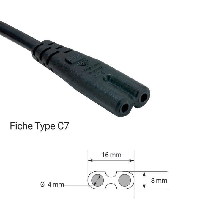 Waytex 51130 Cable d'alimentation C7 longueur 1,80m noir