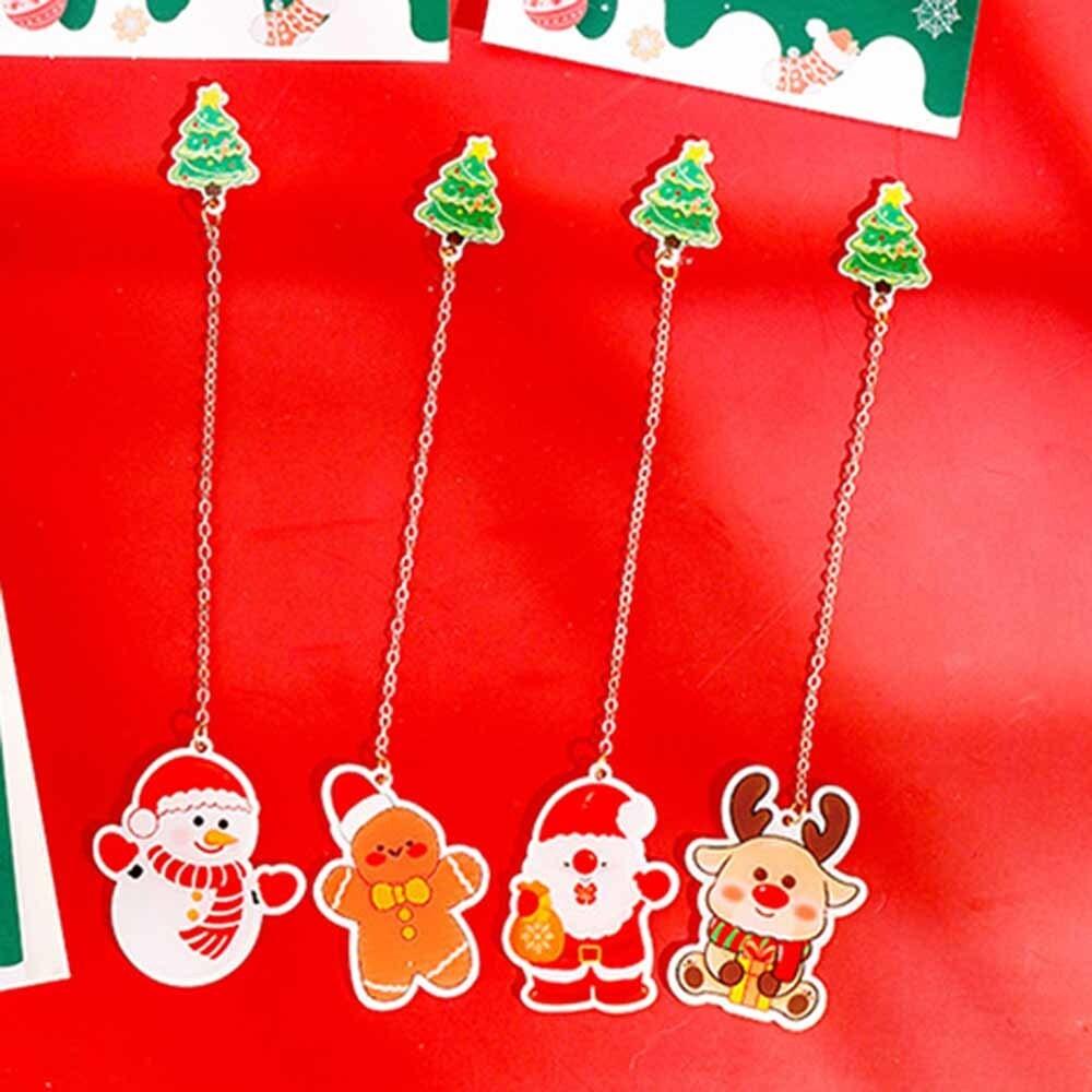 1 Piece Cartoon Christmas Metal Santa Claus Acrylic Pendant Bookmark School Office Supplies Bookmarks Cute Stationery