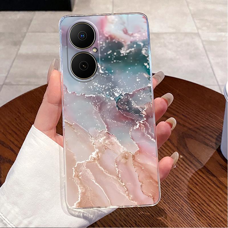 For Huawei Nova Y73 Fashion Beach Seaside Case For Huawei Nova Y73 Clear TPU Soft Cover Anti-scratch Couple Protective Shell