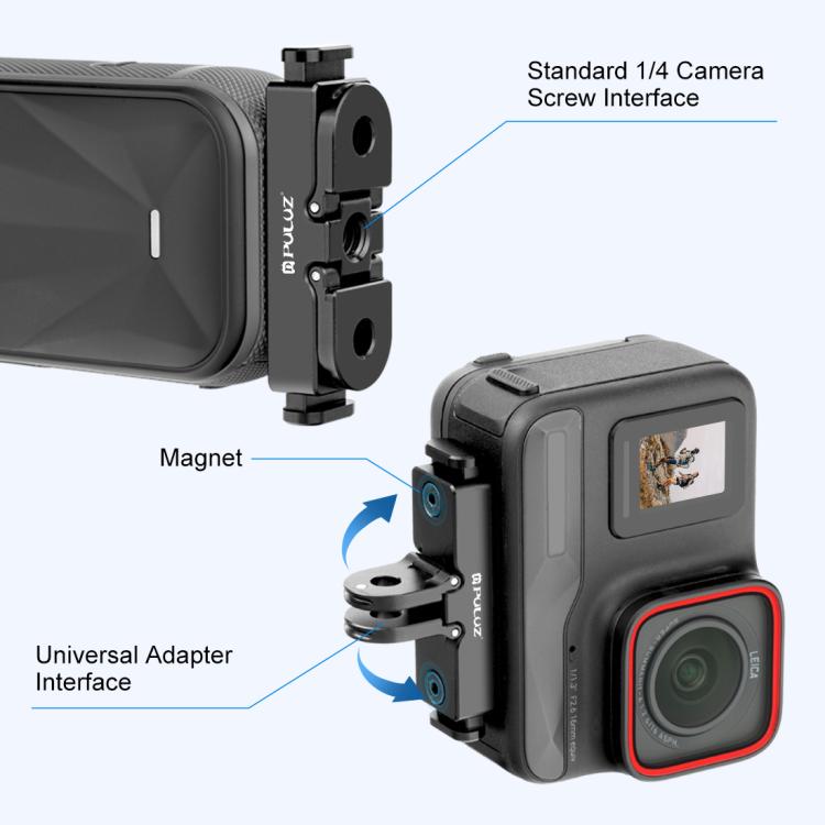Dla Insta360 X5 / X4 Air / Ace Pro / Pro 2 PULUZ Aluminiowy Lotniczy Adapter Bazowy z Szybkozłączką (czarny)