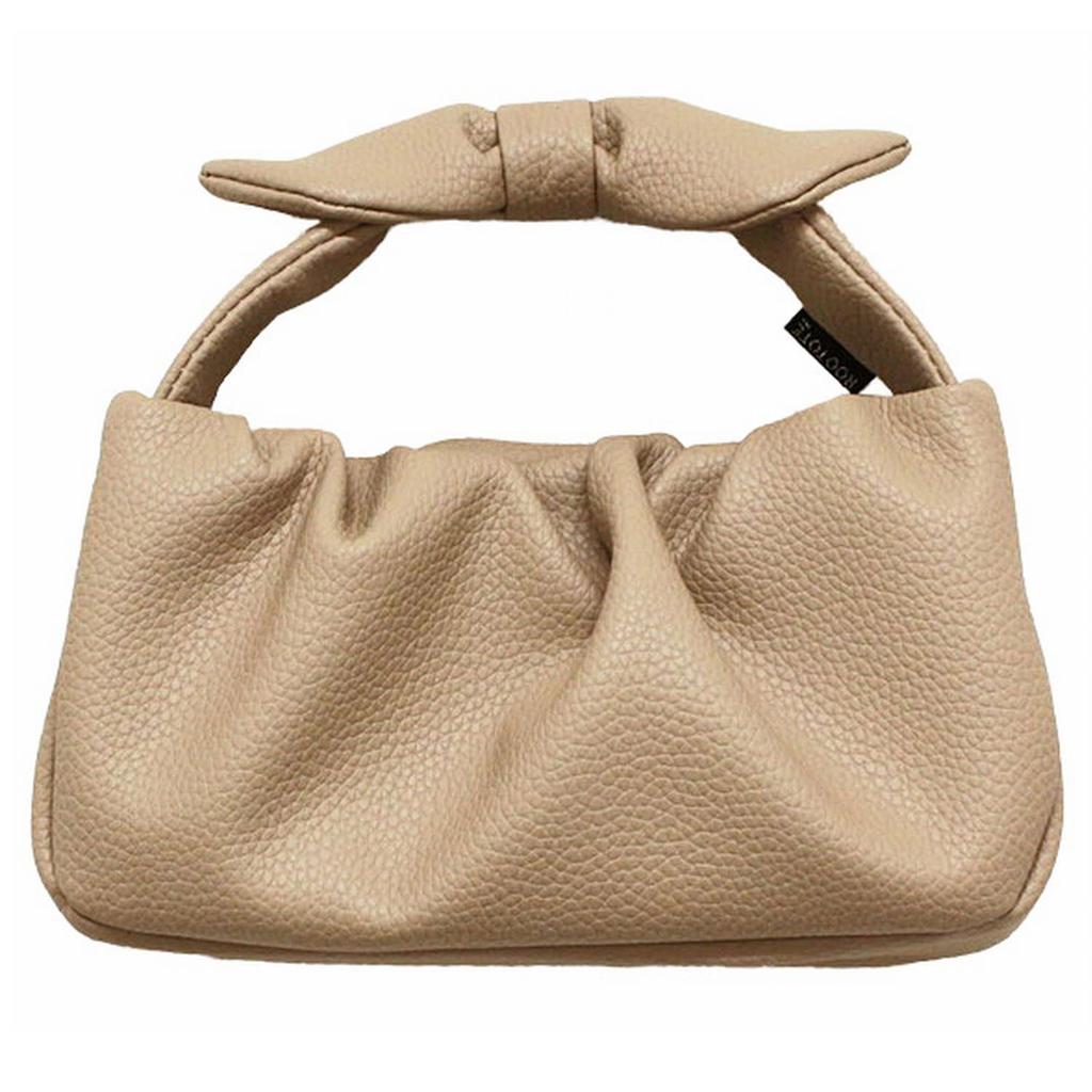 Synthetic Leather Horizontal Handle Ribbon Mini Tote Bag [Route] LT.Baby Lou.ribbonknot (Beige)