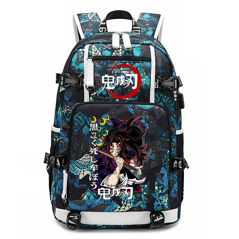 Demon Slayer Anime Print School Backpack Large Capacity Travel Bookbag for Boys Girls Kids Student