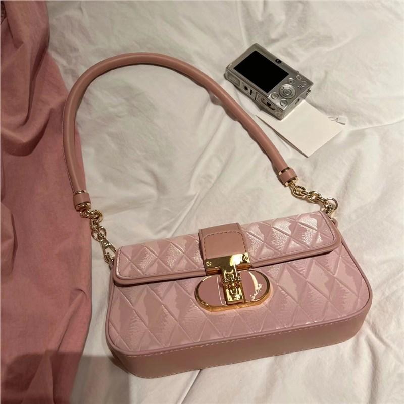 

Niche 2024 Smoky Rose Pink Pearlescent Diamond Shoulder Crossbody Bag for Women Bag + Strap роза розовый