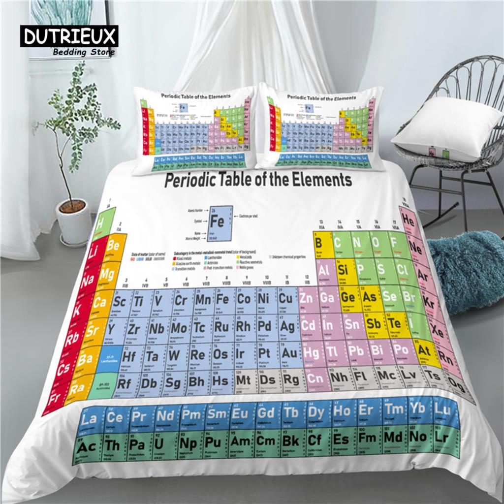 Home Living Luxury 3D Chemistry Element Table Print Comfortable Duvet Cover PillowCase Bedding Sets Queen King EU/US/AU Size