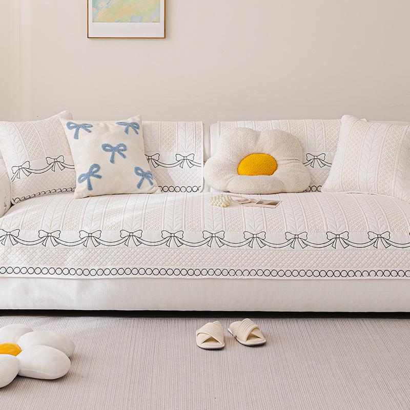 New Cream Wind Sofa Cushion Four Seasons Universal Cushion Sub-Cover Cloth Towel Fixed One-Piece Sofa Towel Cover