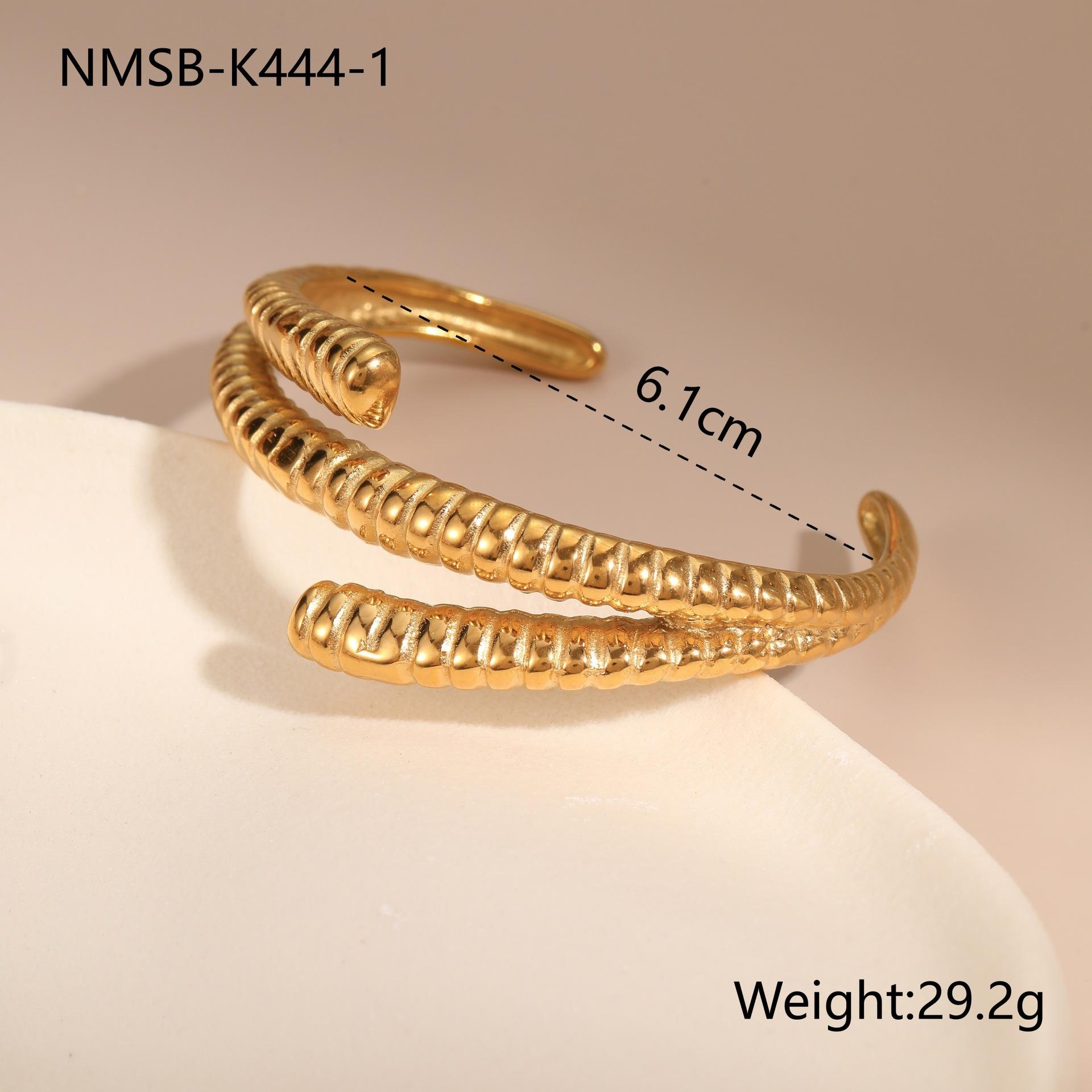 GEMCHIC Women s Titanium Steel Gold Silver Stripe Two-Tone Bangle Bracelet Fashion Minimalist Luxury
