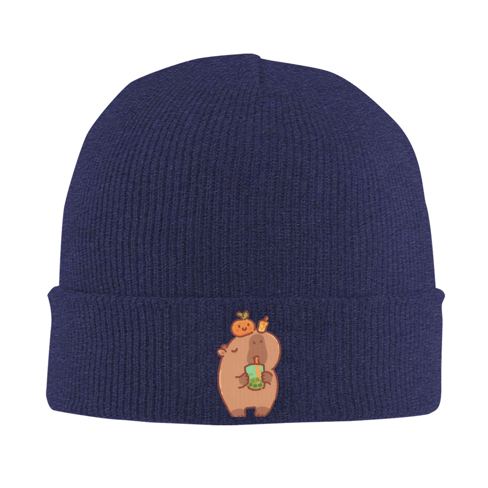 

Men Women Capybara Drinking Boba Graphic Printed Funny Capybara Bubble Tea Beanie Hats Knitted Hat Caps Head Wrap Bonnet Hats One Size