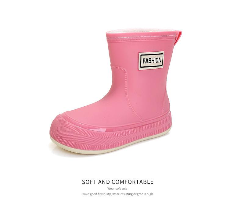 

[Цельный] женские водные туфли средней высоты, верхняя одежда, короткие дождевые туфли, модные резиновые сапоги, терморезиновая обувь, водные туфли 40 розовый