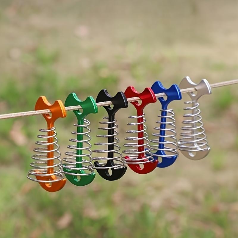 8pcs Stainless Steel Deck Nails with Spring Buckle, Fish Bone Design for Secure Binding, Suitable for Outdoor Camping and Hiking