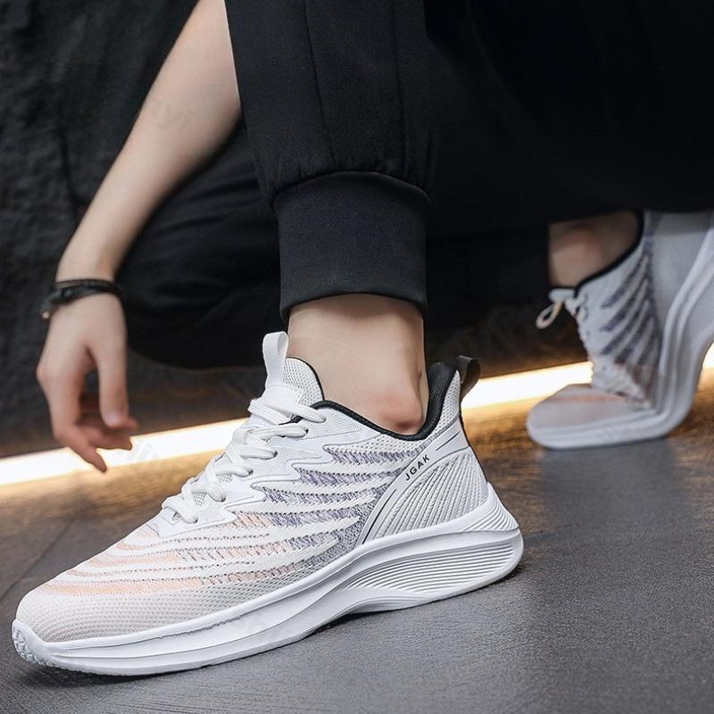 Fashion Men's Fashion Trend Soft Sole Casual Sports Shoes 2025 Autumn New Lightweight Breathable Fly Woven Shallow Mouth Chunky sneakers