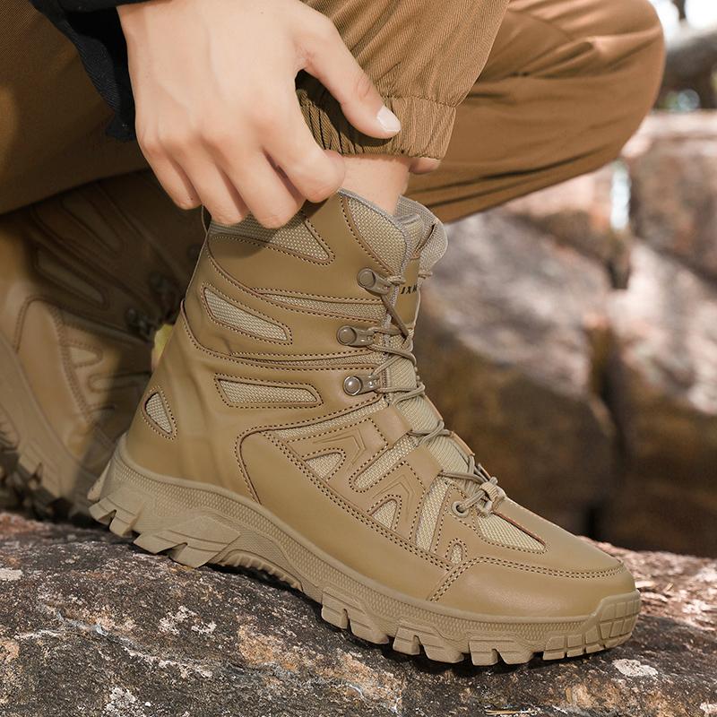 Men Outdoor Hiking Shoes High Top Waterproof Men's Tactical Boots Large Size 47 Sneakers Hiking Boots Non Slip Motorcycle Boots