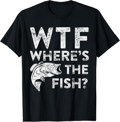 WTF Gdzie jest ryba T-shirt Wędkarz Koszulka Prezent Unisex T-shirt