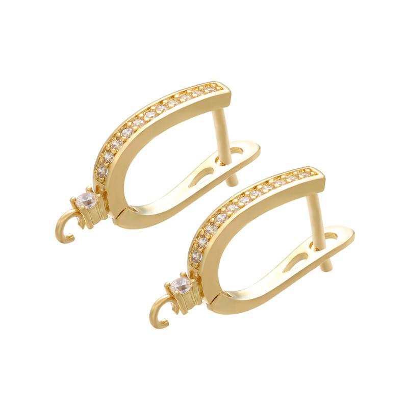 ZHUKOU Brass Gold Earring Hooks Accessories Crystal stud earrings hook for handmade Earrings Jewelry Making VE94