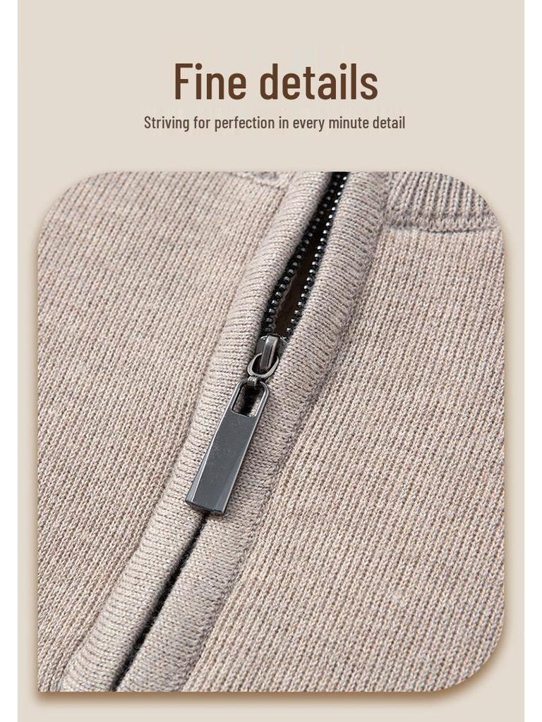 Men's Thickened Plus Velvet Zipper Pullover Knitwear - Autumn/Winter Casual Fashion Long Sleeve