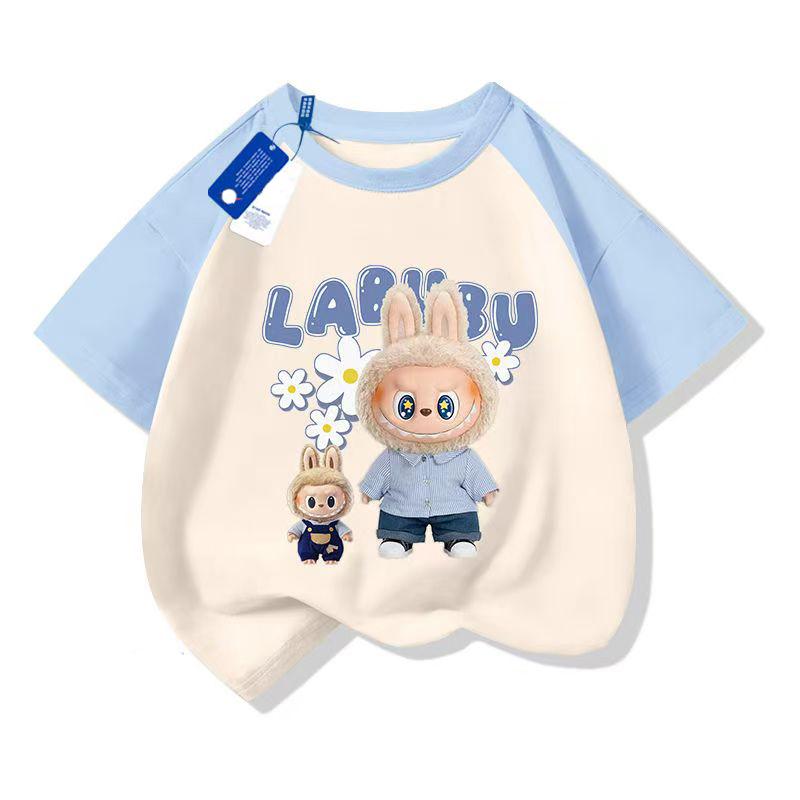 Girl Boy Short Sleeve Tee LABUBU Anime 3D Print Cartoon Anime Kids T-Shirt Summer T-Shirt Tops