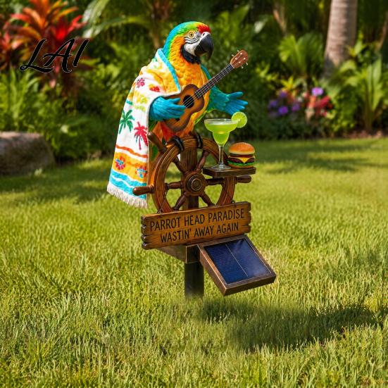 Lumière Animale Étanche Solaire Perroquet Lampe Piquet de Jardin avec Sculpture Automatique Marche/Arrêt Décoration Oiseau pour Patio Extérieur Chemin Paysage