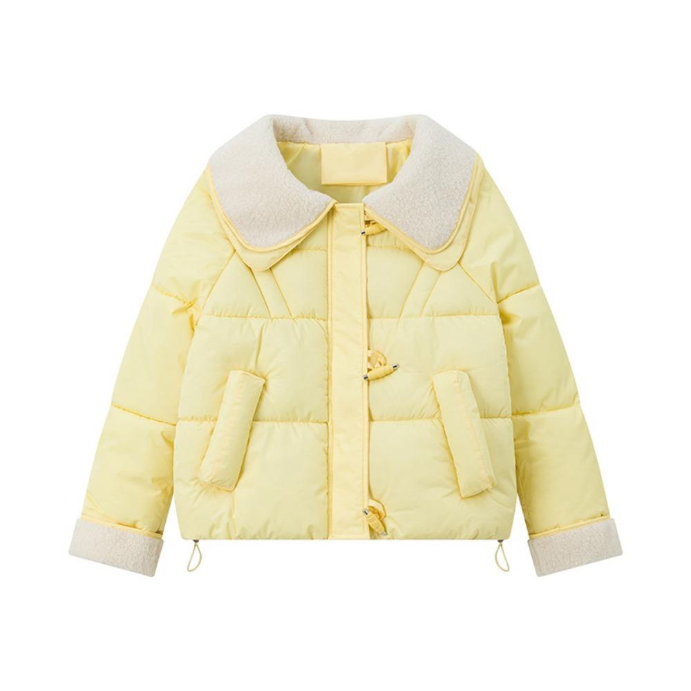 Short Korean version women's candy color age-reducing small man 2025 winter horn buckle large lapel short down cotton-padded coat