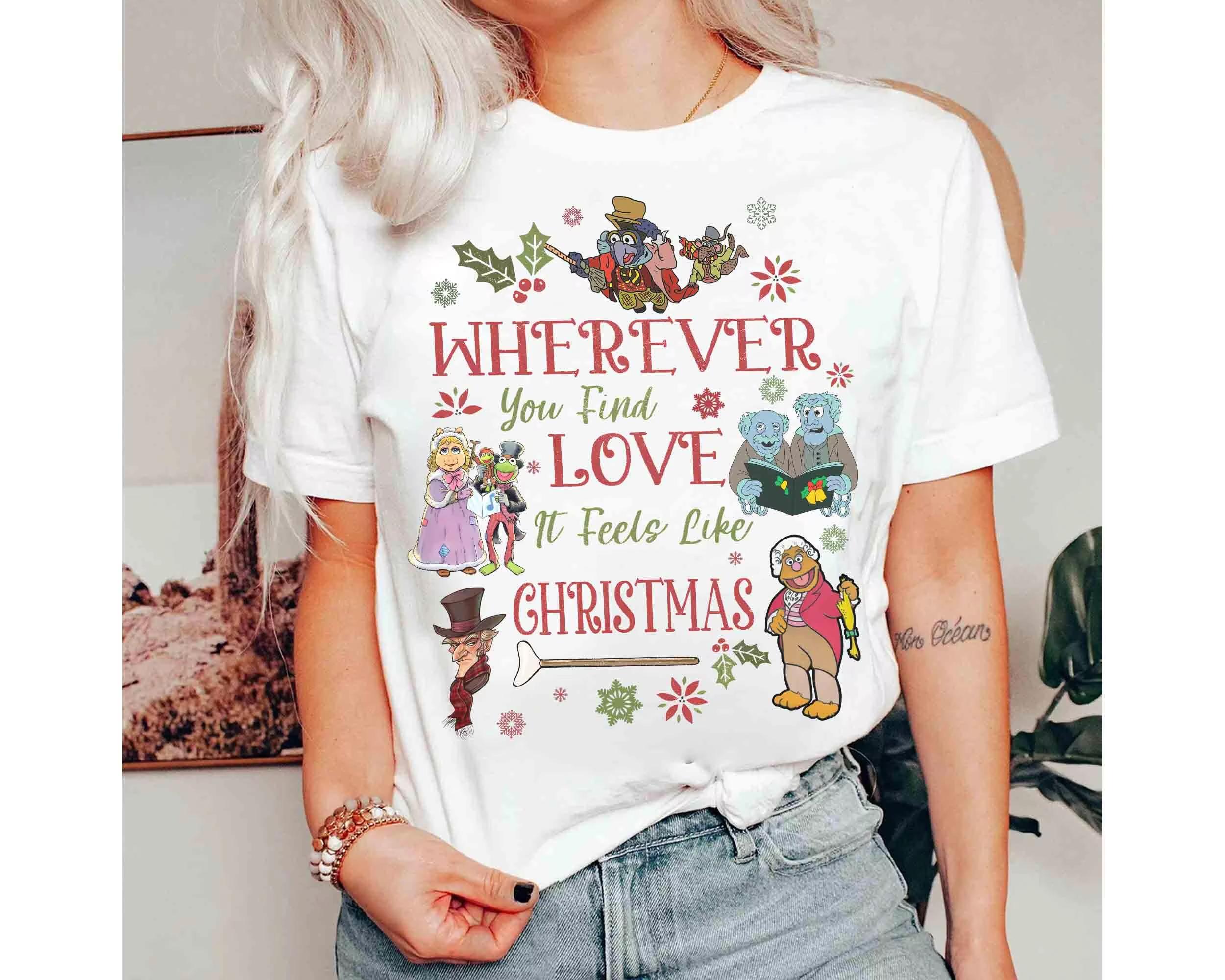 Retro Doll Christmas Carol Group Shirt Four Seasons Neutral Cotton Casual Fashion Tshirt S