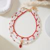 Multi-layer Pearl Beaded Necklace Bow Stacked Clavicle Choker Trendy Strawberry Necklace  Women