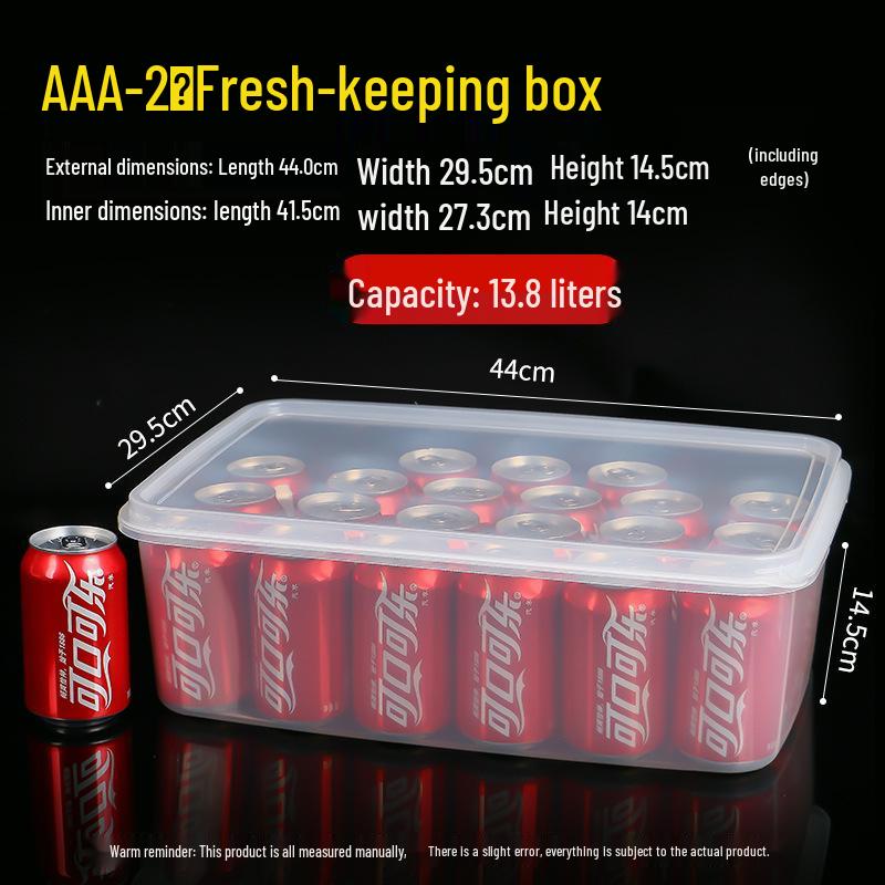 Clear Plastic Rectangular Food Storage Box with Sealed Lid for Refrigerator