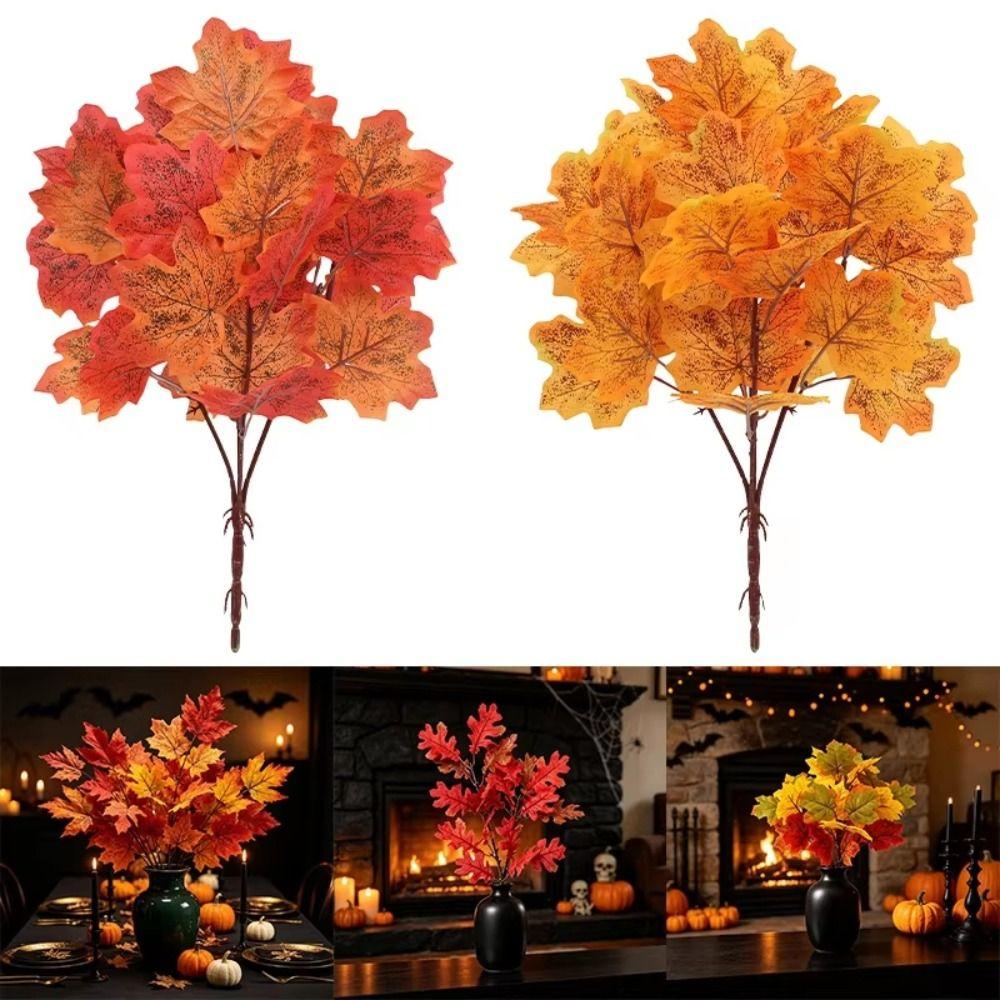 2PCS Fabric Artificial Maple Leaf Maple Leaf Shape Maple Leaf Bouquet Home Decor
