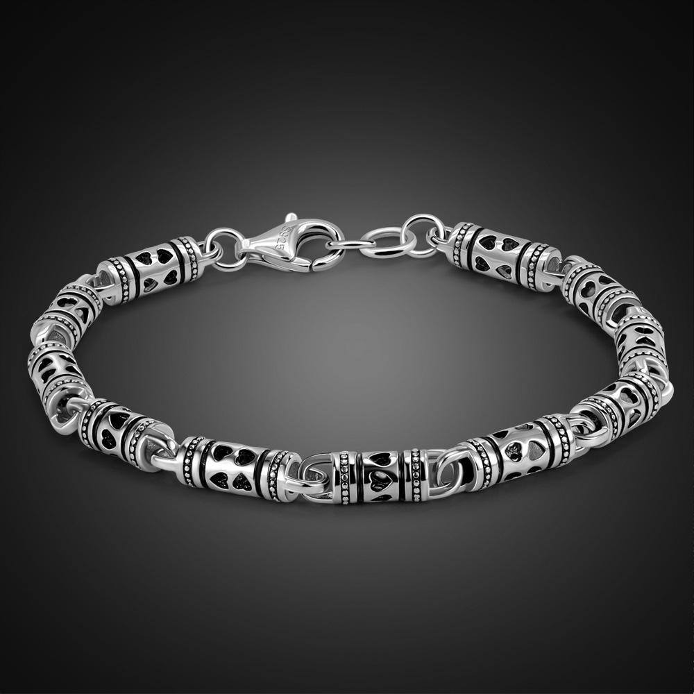 

Мужской винтажный браслет из полых трубок, имитация тайского серебра, медь с гальваническим покрытием микронным слоем родия и золота 17.5