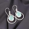 Aqua Chalcedony Gemstone 925 Sterling Silver Jewelry Handcrafted Earrings 1.70" EE-96-20