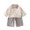 Spring 2026 Baby Boy Three-Piece Set: Long Sleeve T-shirt, Cargo Pants & Jacket