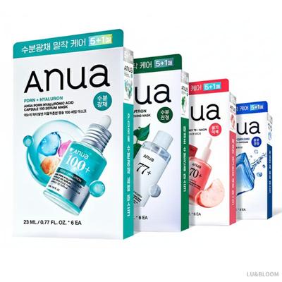Selezione Maschere 6 Fogli (Houttuynia cordata, PDRN, Pesca, Tè Verde) (+Regalo gratuito)
