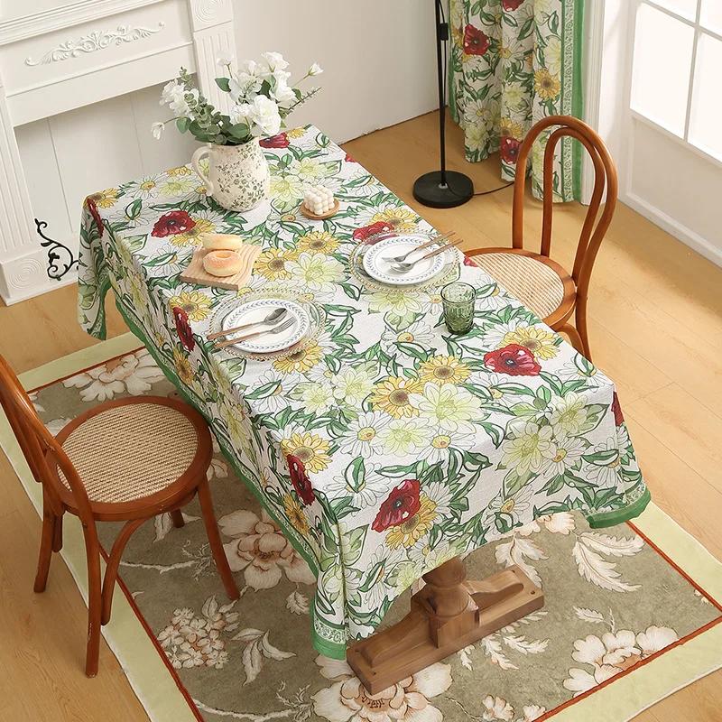 Хлопковая и льняная скатерть с растительным принтом — фото 3