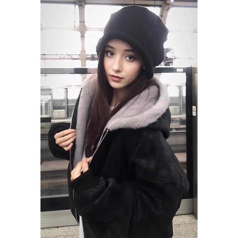 

American Style Unisex Winter Hooded Mountain Eagle Leather Jacket with Fur Collar XXL чорний