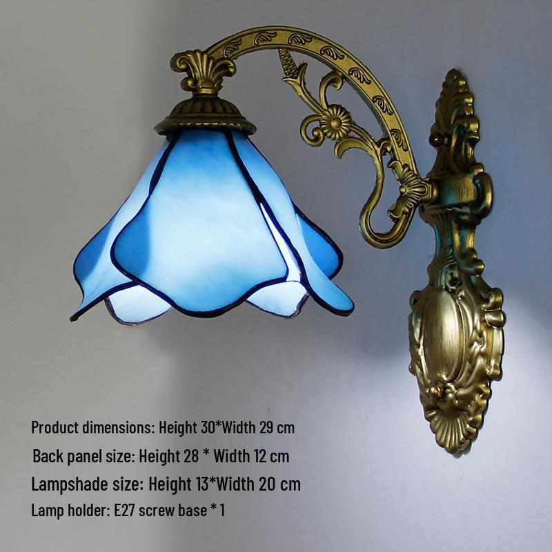 Retro European Tiffany-Style Wall Lamp for Bedroom, Hallway, or Bathroom Mirror