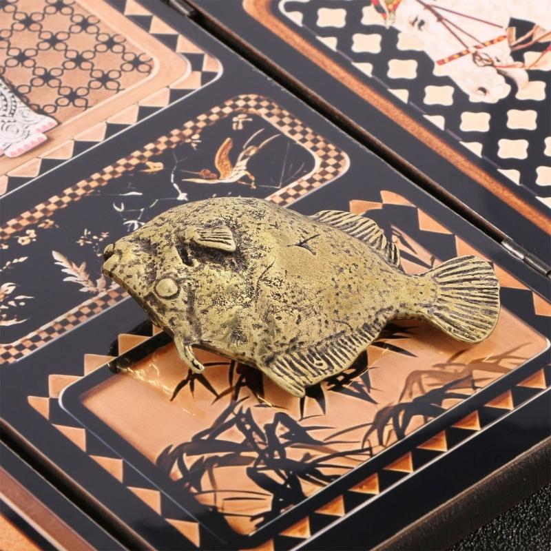 Antique Metal Sturgeon Fish Miniature Sculpture Carving Animal Statue Home Office Decors Collectible Ornament Gift