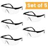 PPE 5 Pack Safety Glasses for Men and Women, Adjustable Lab Goggles, UV Protection ANSI Z87 Anti-fog Eyewear Clear Wraparound