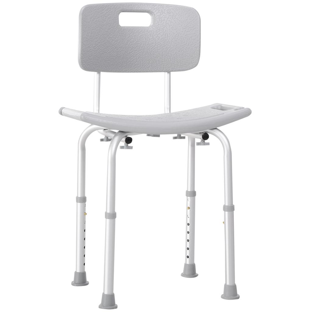 Shower Chair Ergonomic Shower Seat Adjustable Height Non-Slip Feet Max. Load 136 kg Aluminum HDPE