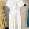 Summer French Short Sleeve Round Neck Dress Women Elegant Slimming Drawstring Long Dress
