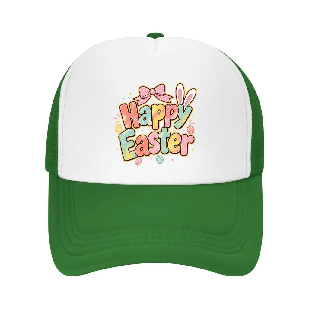 Pastel Bunny Lettering Spring Celebr Mesh Baseball Cap Casual Hat Outdoor For Womens Unisex FeUnisex