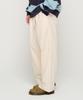 CARGOBROS Double-Pleat Linen Wide Elastic Pants (Ivory)