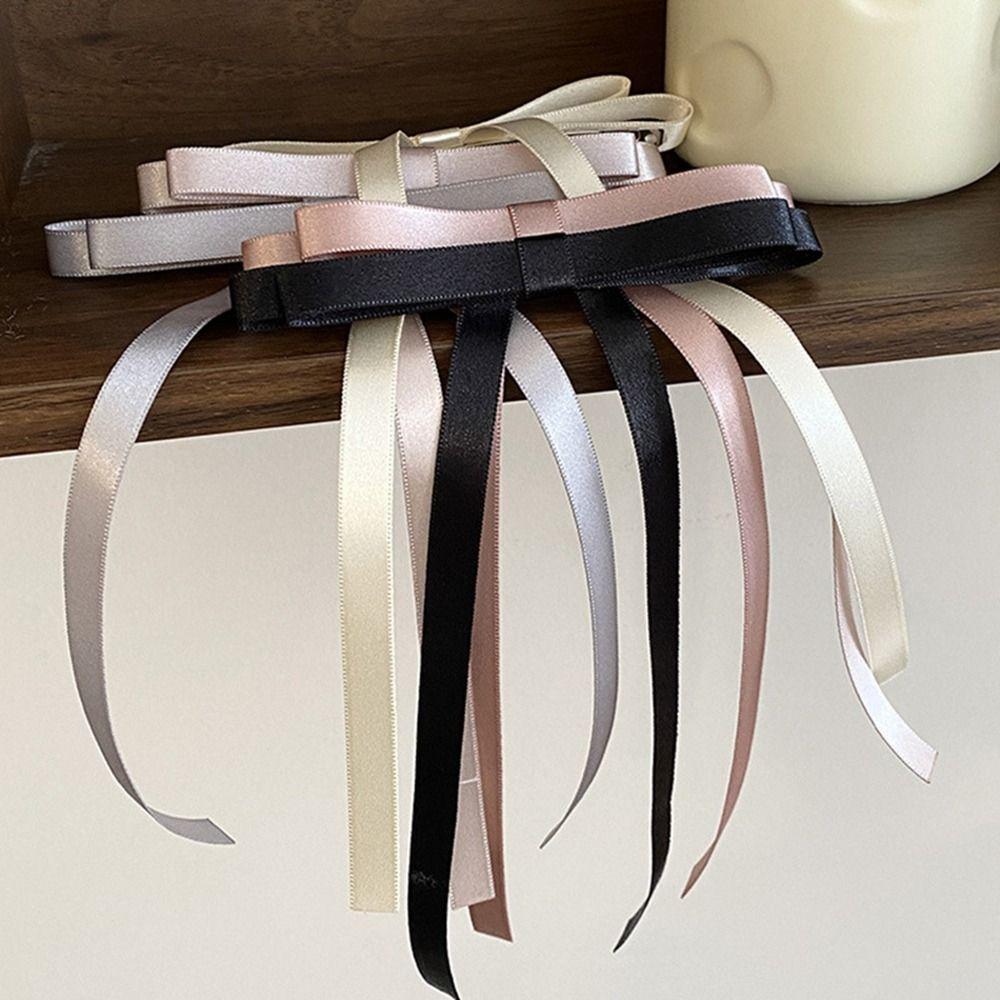 Long Tassel Ballet Style Hair Clip Ribbon Balletcore Bow Hairpin Simple   Student