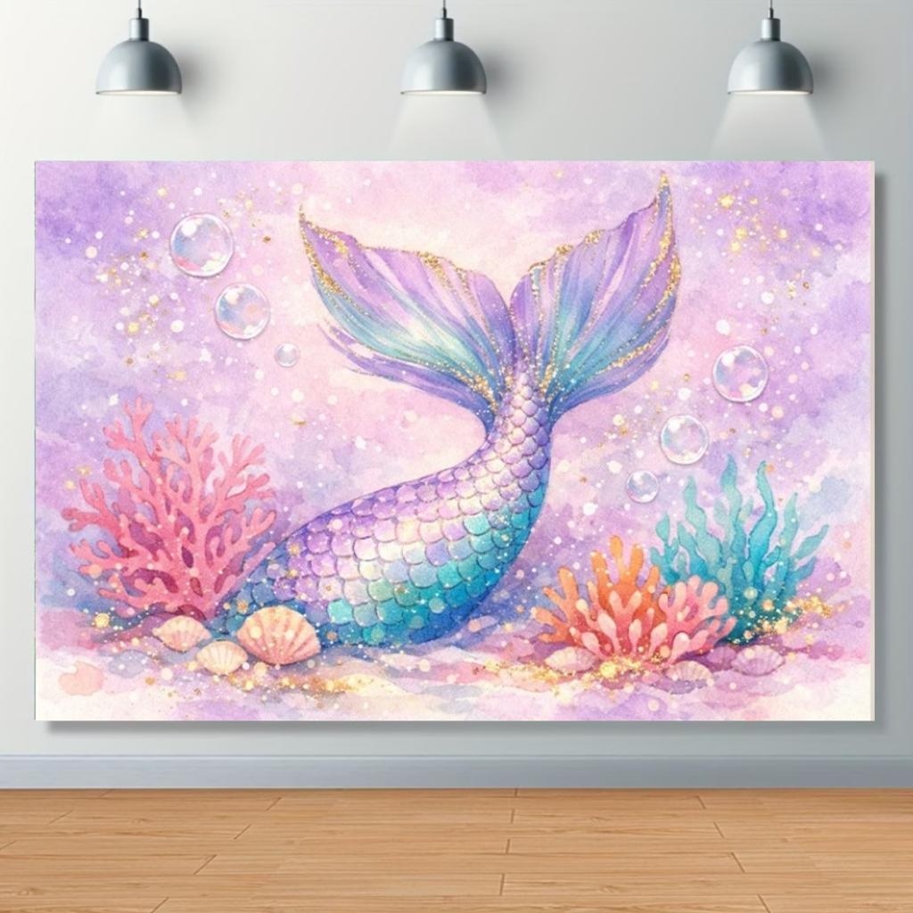 Mermaid Backdrop Girls Princess Birthday Party Decoration Background Under The Sea Photography Supplies Kids Baby Shower Banner