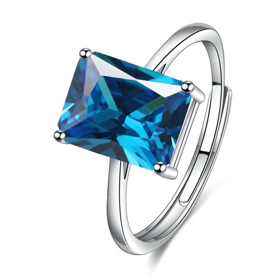 4Pcs/Set Finger Ring Rectangle Shape Shiny Charming Cubic Zirconia Vintage Pendant Dress Up Anti-rust