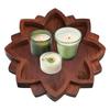 Wooden Lotus Tray Lotus Shape Crystal Stone Holder Crystal Display Tray with Bottom Non-Slip Pad for Aromatherapy Oils Jewelry