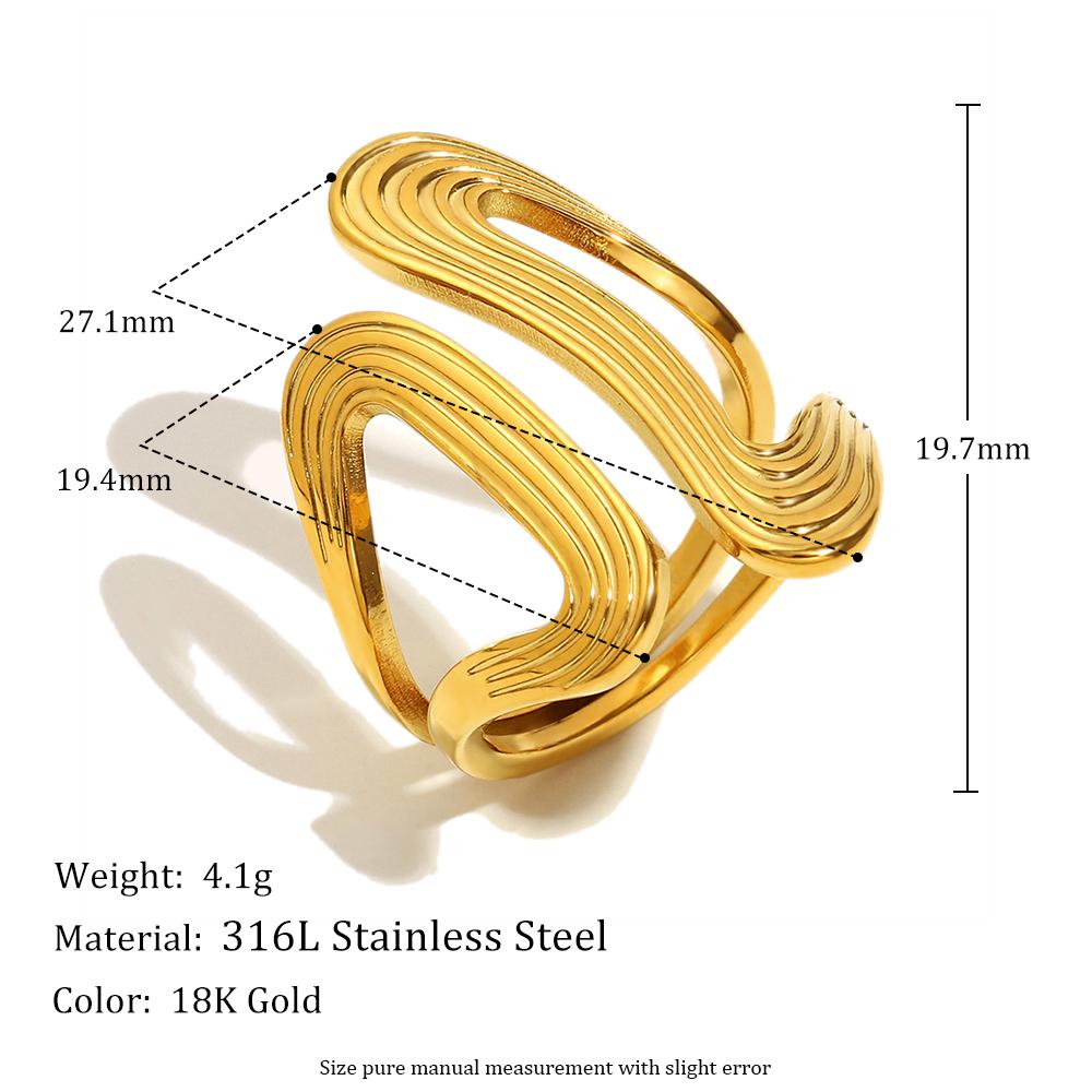 

MamacitaSlay 316L Stainless Steel Geometric Line Opening Ring Party Waterproof Jewelry Women s Charm High Quality Ring 2025 Gift resizable золотой