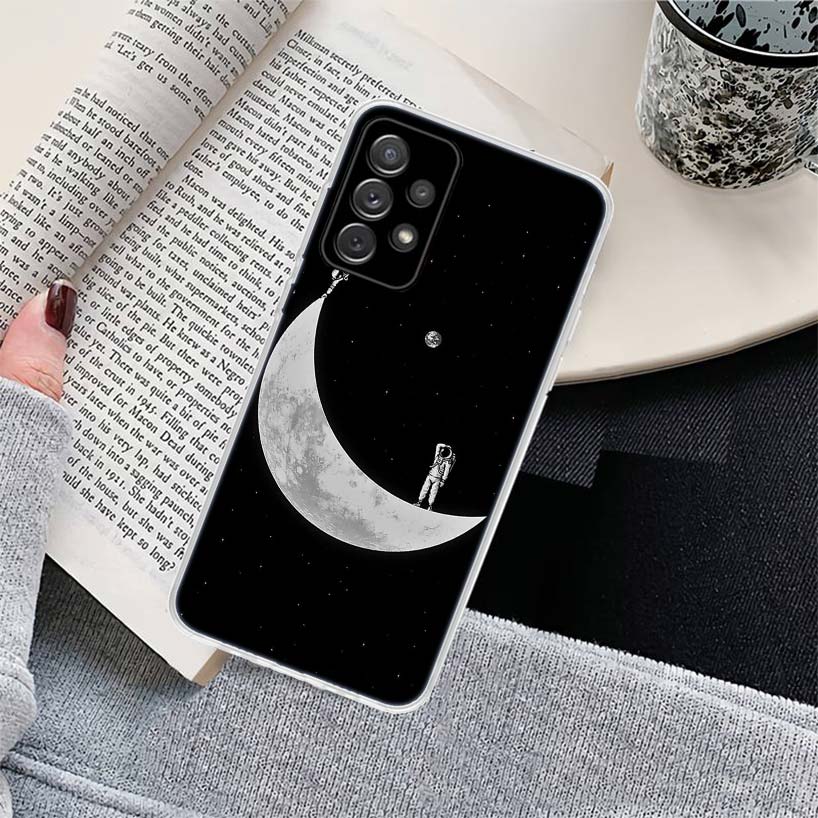 Space Moon Astronaut Phone Case for Samsung Galaxy A17 A16 A15 A14 A13 A57 A56 A55 A54 A53 A37 A36 A35 A34 A33 A26 A25 A24 A23 G