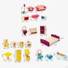 26Pcs Holz Puppenhaus Möbel Spielzeug Puppe Haus Spielzeug Bad Realistische Spielhaus