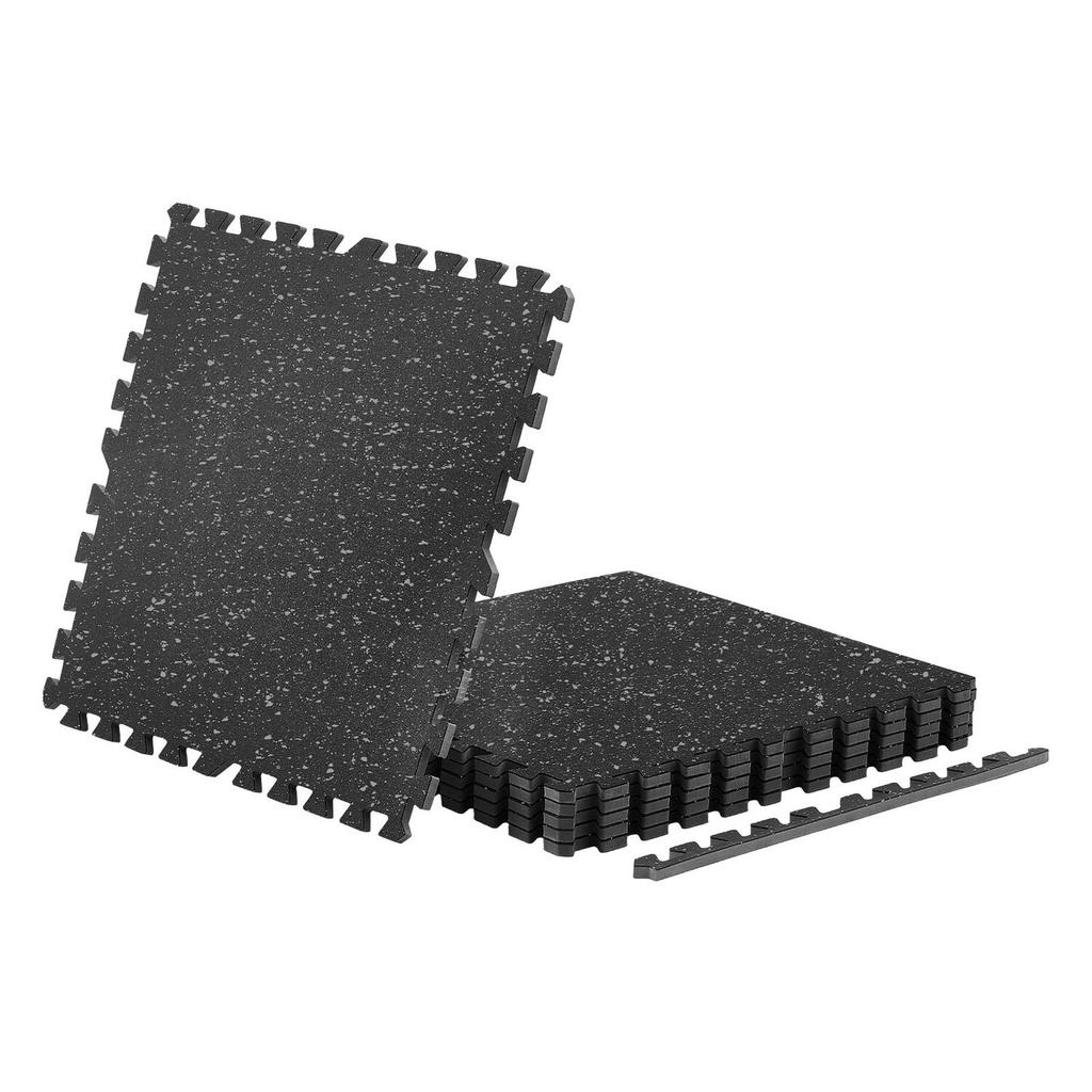 Tapis d'Exercice Modulable, Lot de 6 Tapis d'Équipement de Fitness, 610 x 610 x 14 mm, Ensemble de Tapis en Mousse EVA Haute Densité, Dalles Souples en Caoutchouc Emboîtables, Protection de Sol