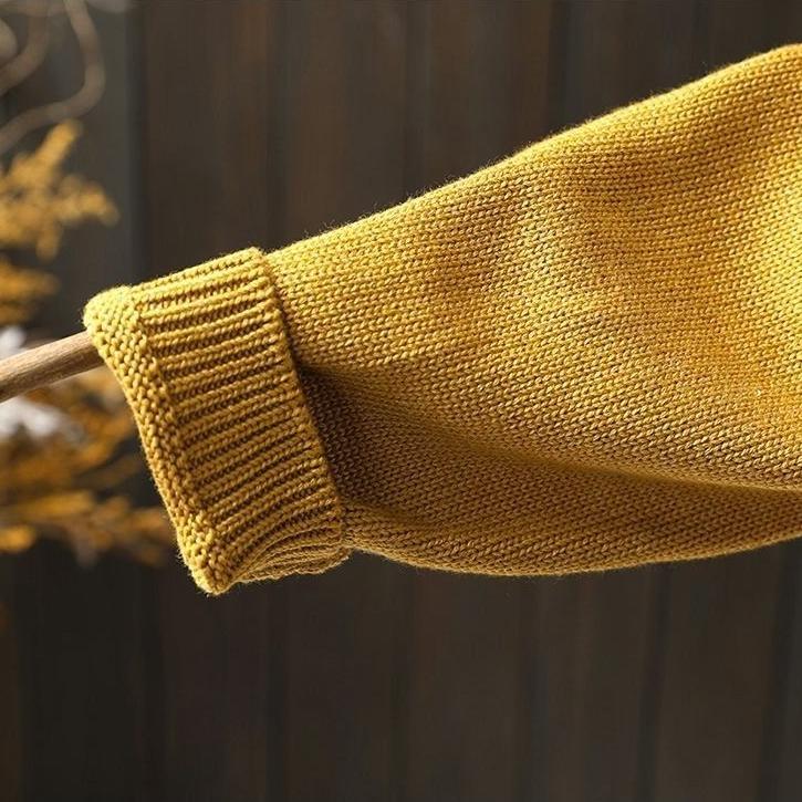 Strikket cardigan kåpe kvinner høst solid casual retro litteratur løs allsidig o hals langermet genser cardigan kåpe