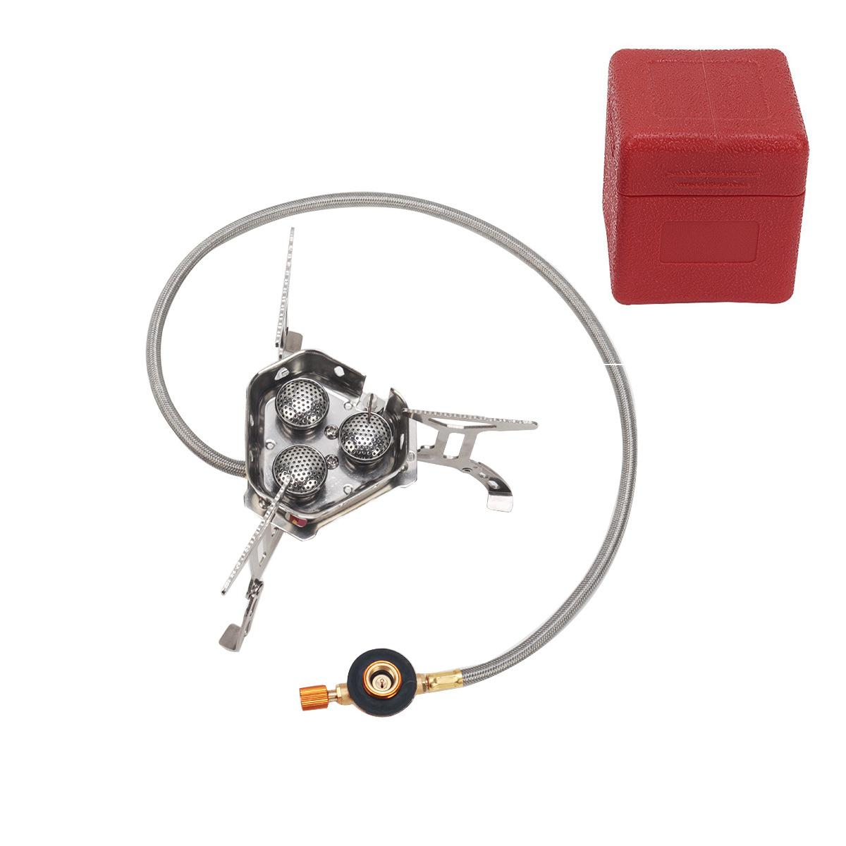 Outdoor Picnic Stove, Split Stainless Steel Three-Head Stove, Windproof Burner, Portable Foldable Stove Supplies first generation windproof three-head stove