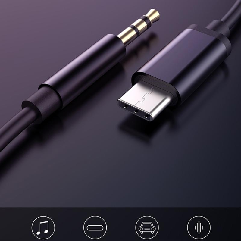 Type C To 3.5mm Audios Cable USB C To 3.5mm Cord for High Fidelitys Sound In Car &Headphone Support Noise Cancellation